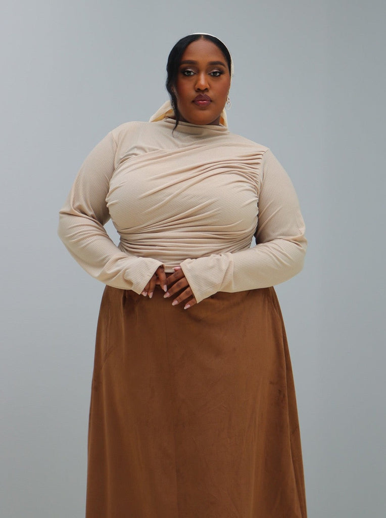 coffee brown suede skirt miss fm