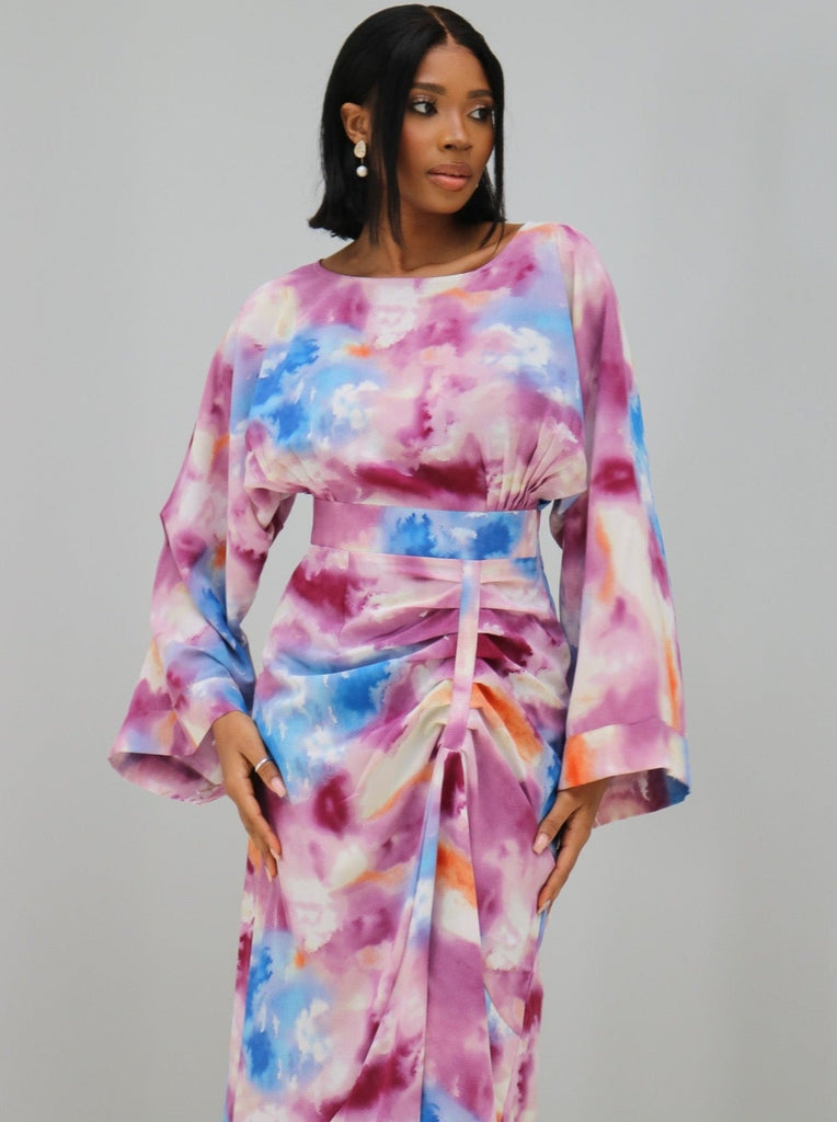 Honey dress in purple tie-dye