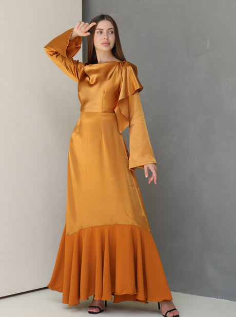 Maeve, Signature A-line dress in gold