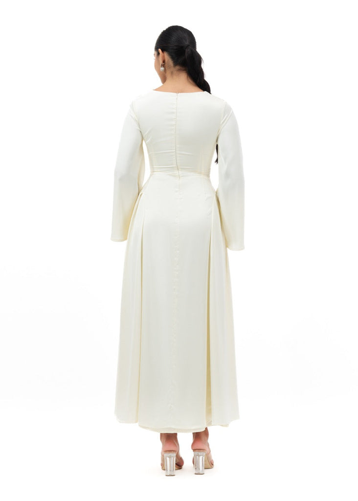 Opal white back faux-corset dress