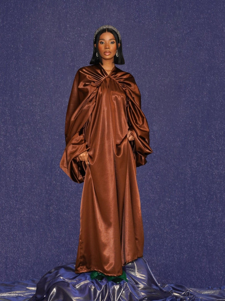 Marie, West African Bubu dress in bronze