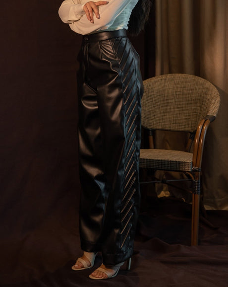 faux leather pants black